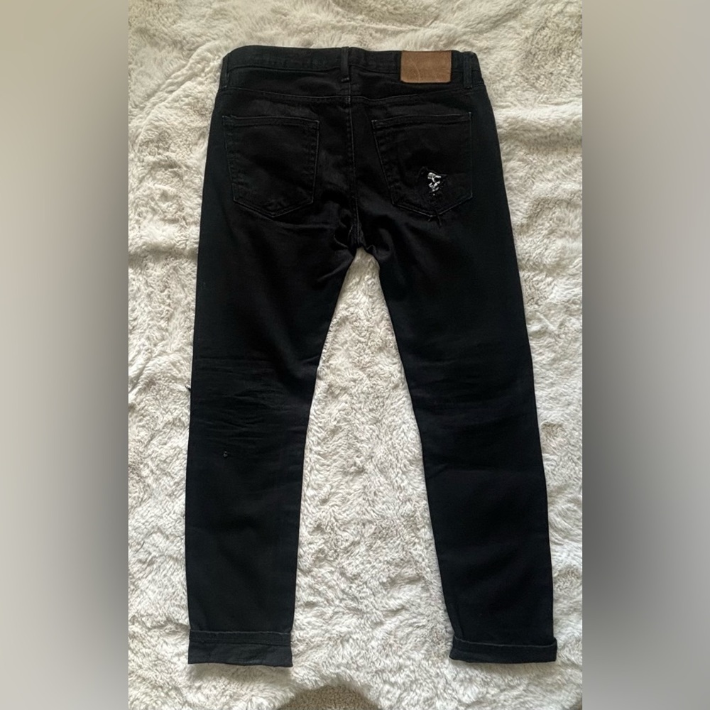 RPM WEST CUSTOM DISTRESSED BLACK SKULL SLIM STRAIGHT DENIM JEANS SIZE 30 - Picture 2 of 6